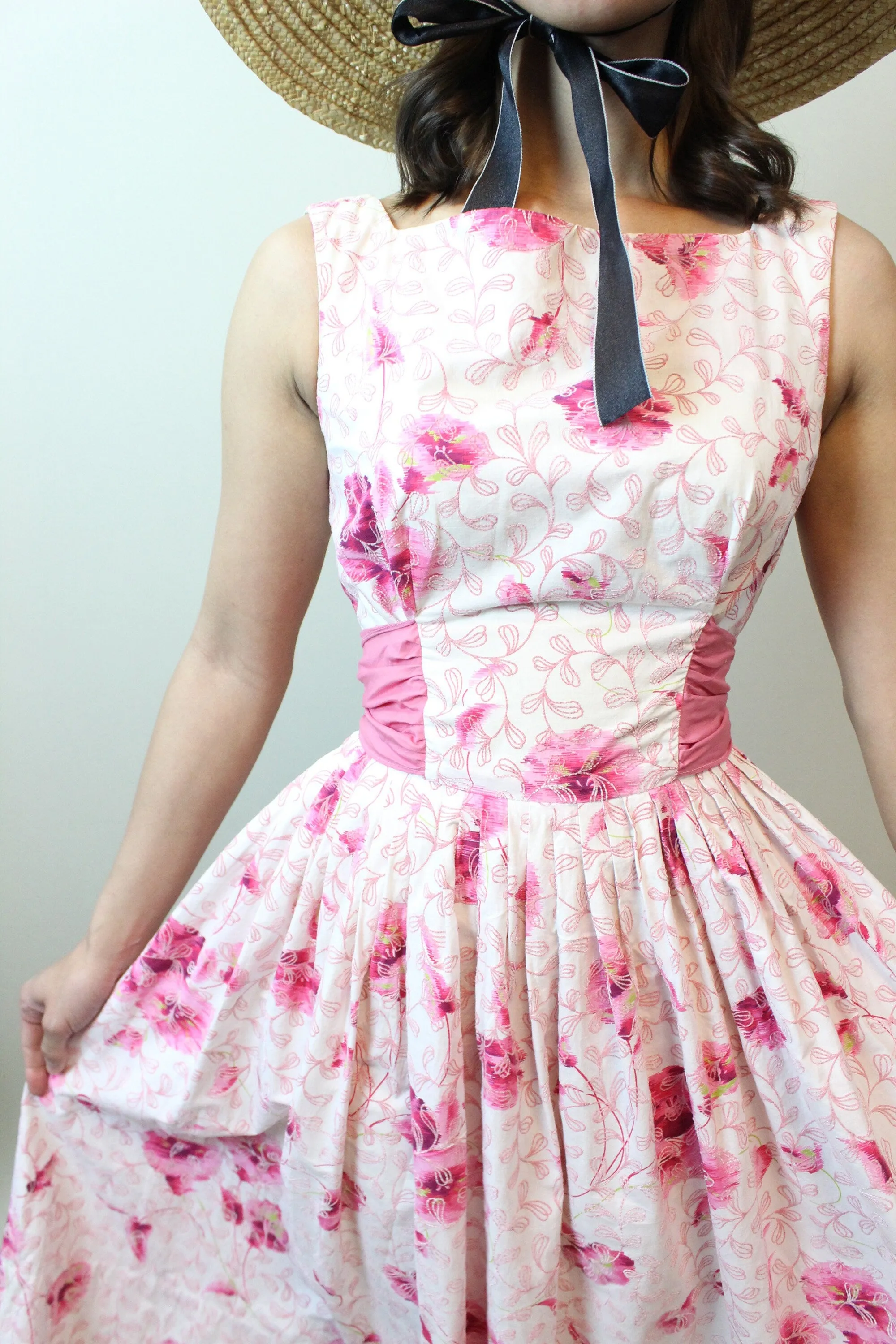 1950s SAMBO fashions SASH cotton dress xs | new spring summer