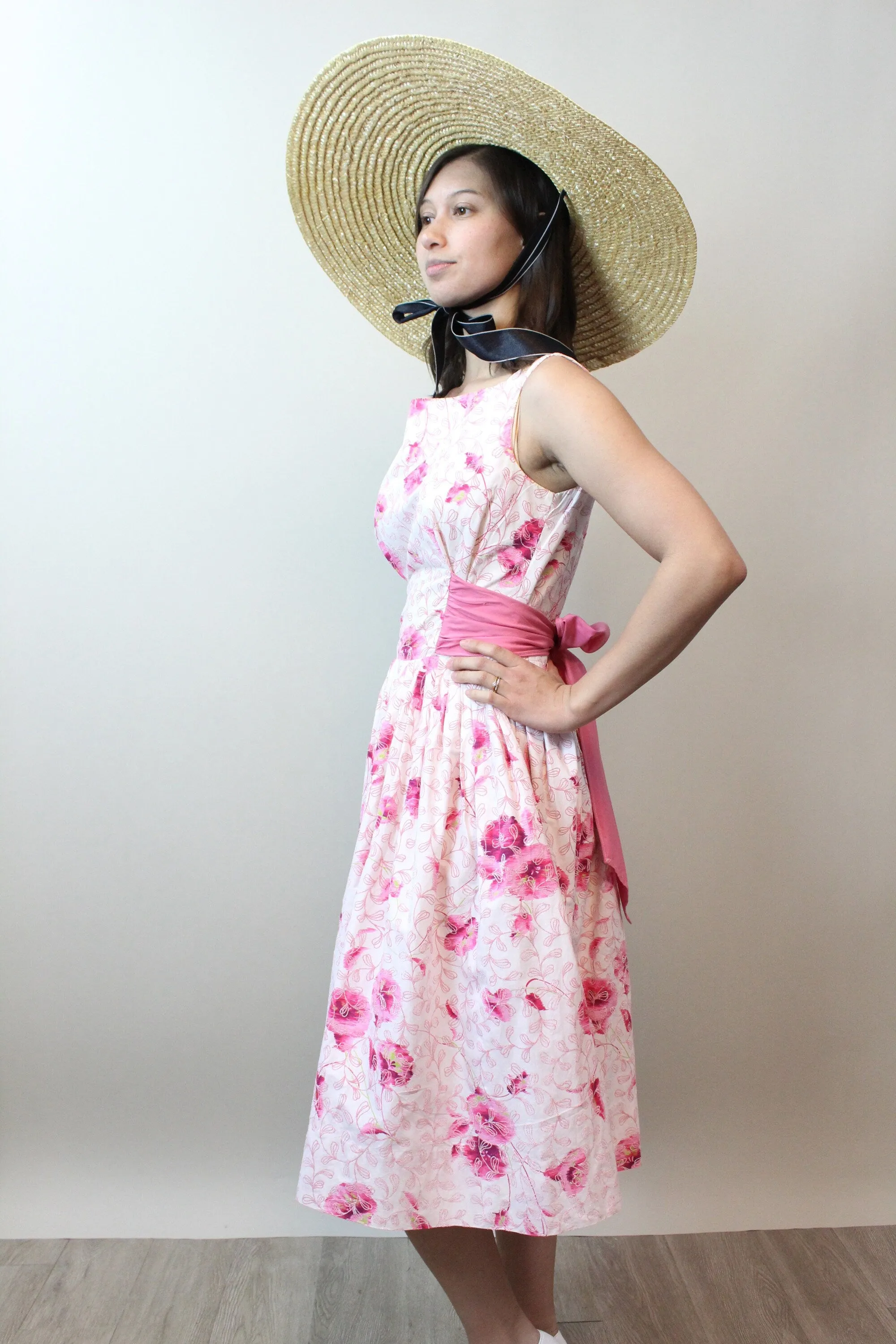 1950s SAMBO fashions SASH cotton dress xs | new spring summer