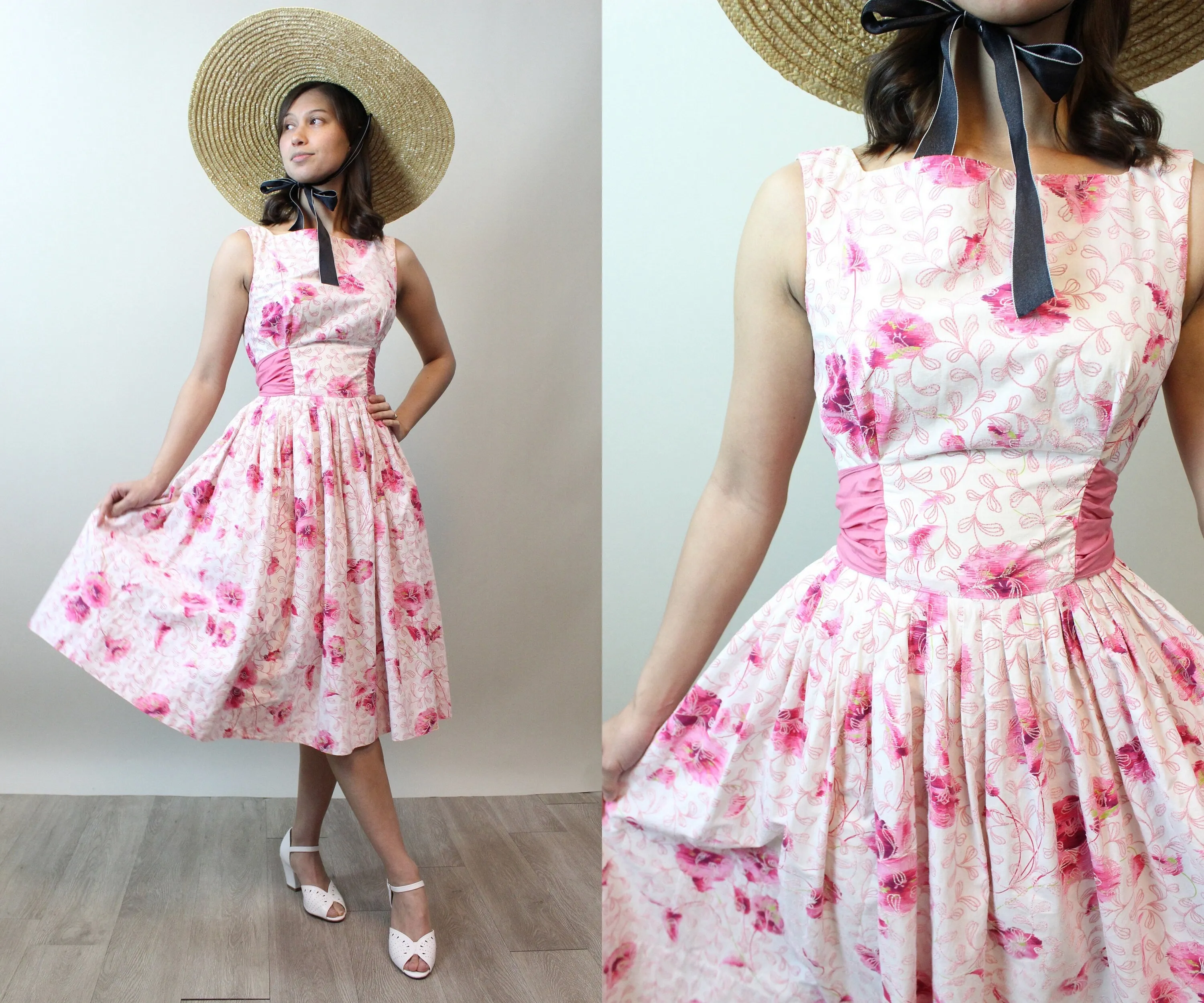 1950s SAMBO fashions SASH cotton dress xs | new spring summer