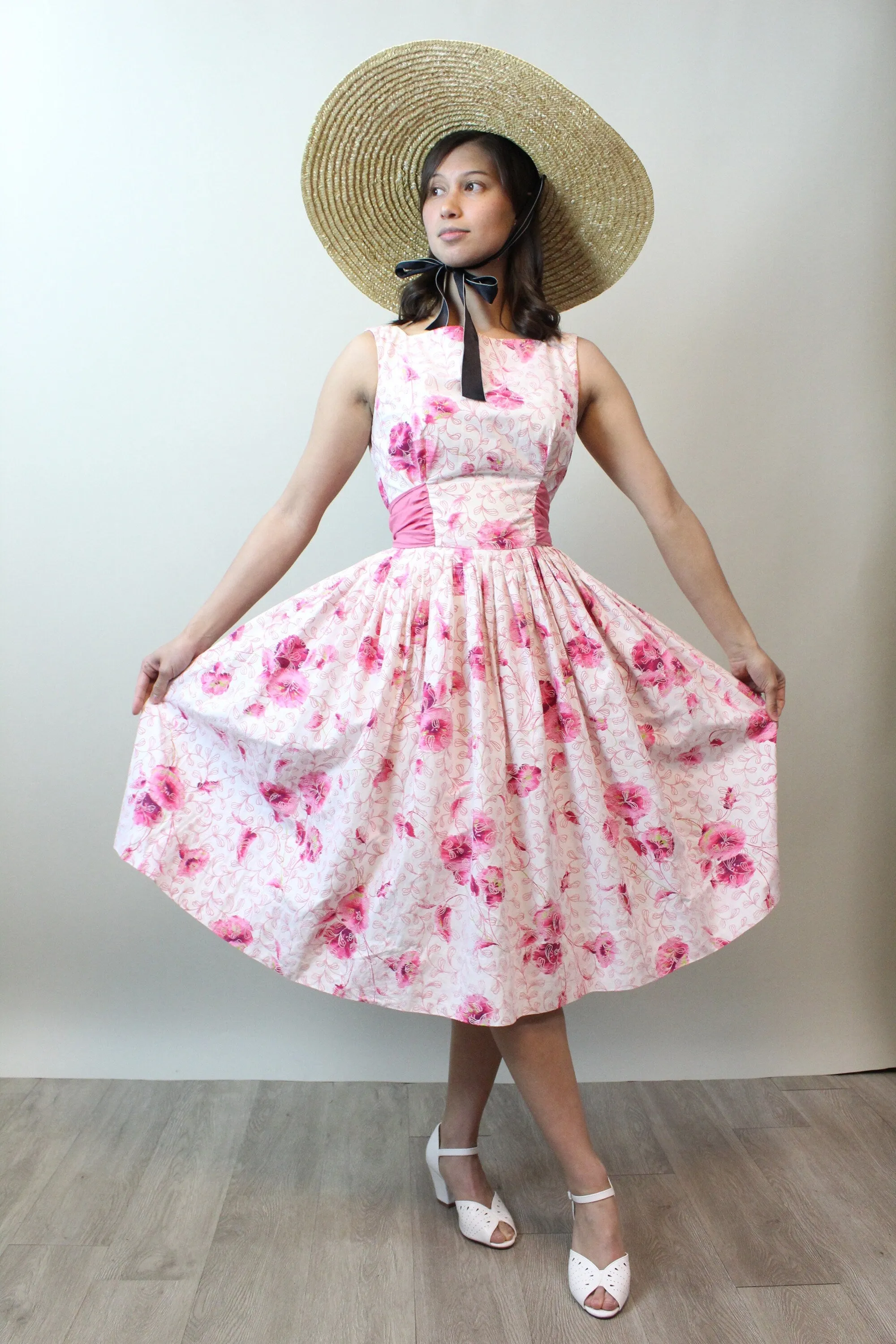 1950s SAMBO fashions SASH cotton dress xs | new spring summer
