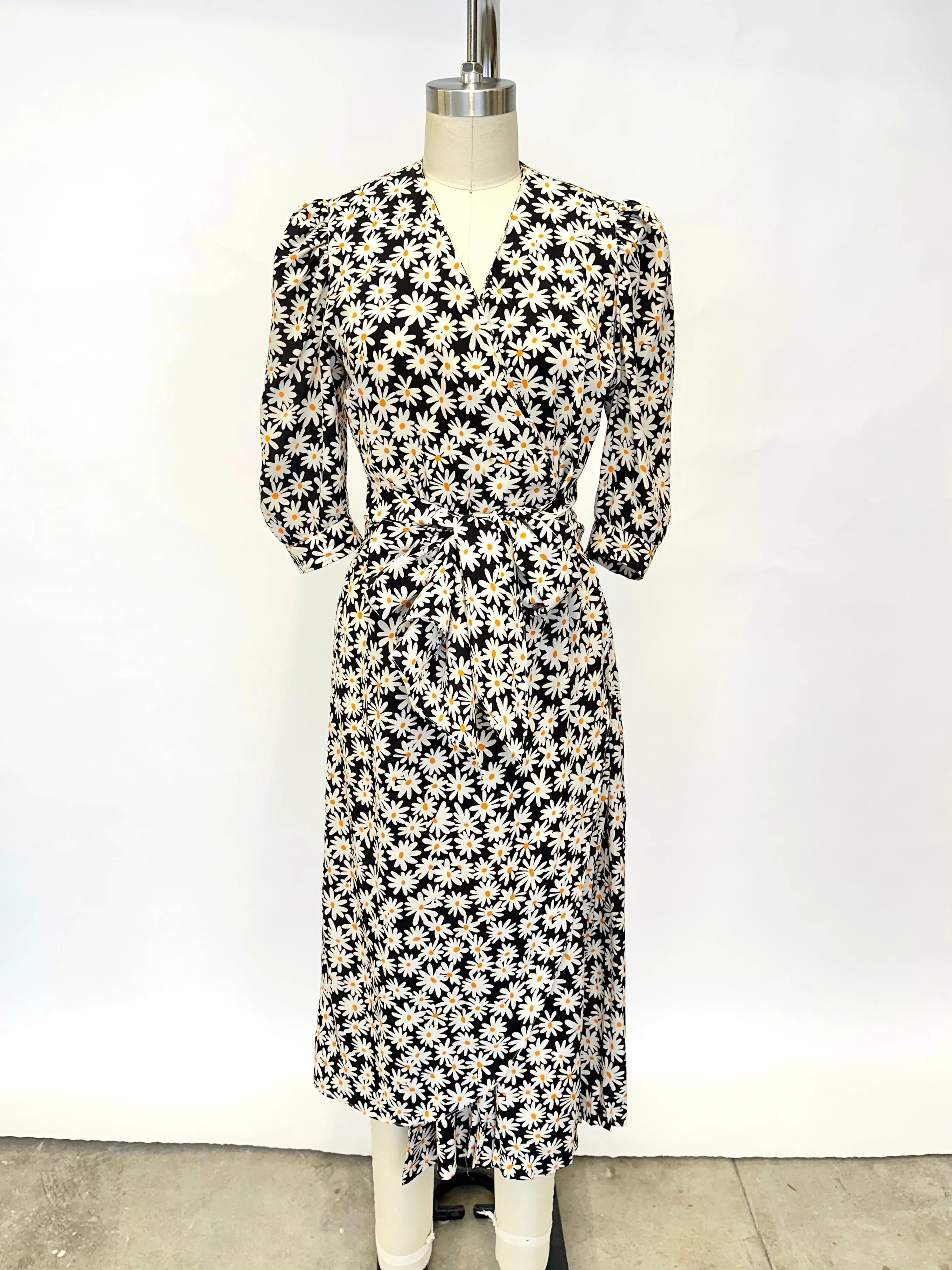 1970s Guy Laroche Daisy Wrap Dress