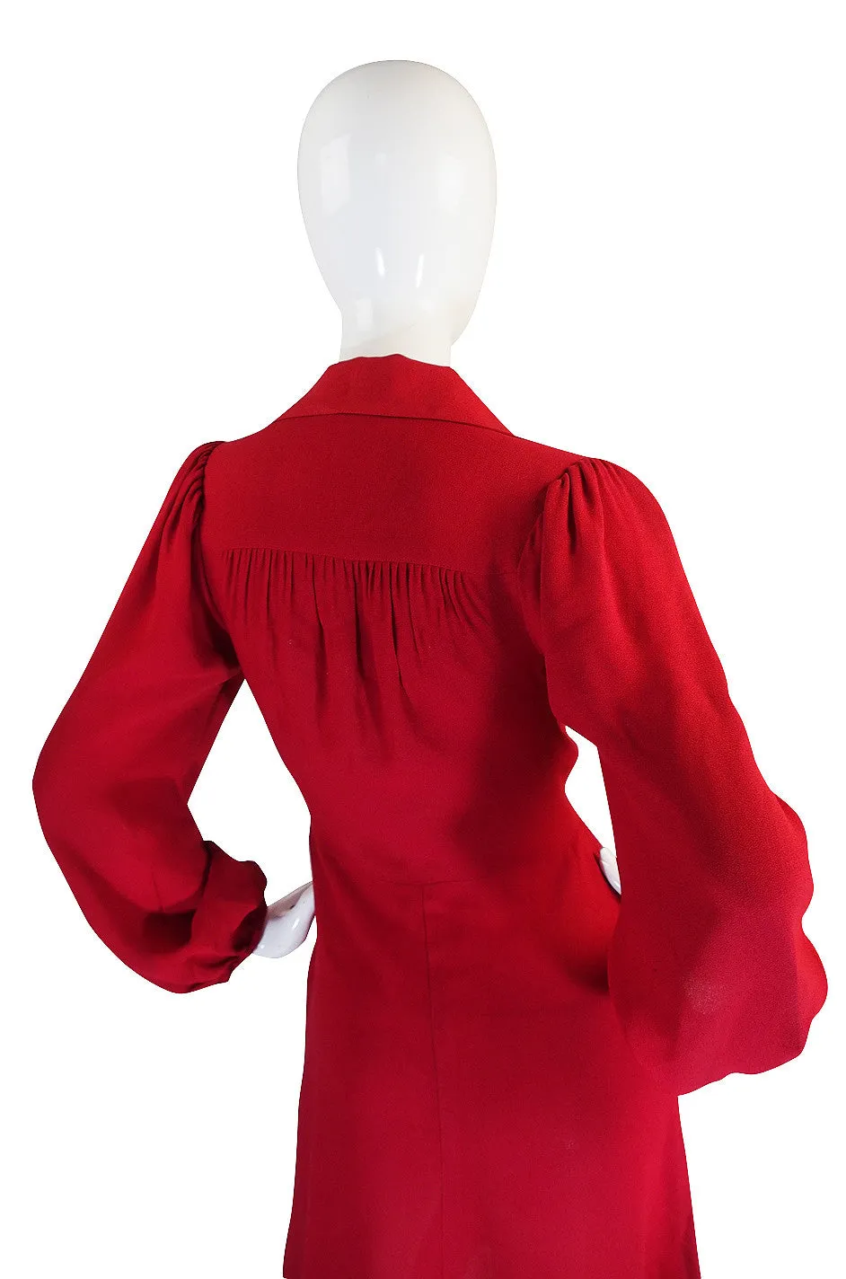 1970s Red Moss Crepe Ossie Clark Mini Dress