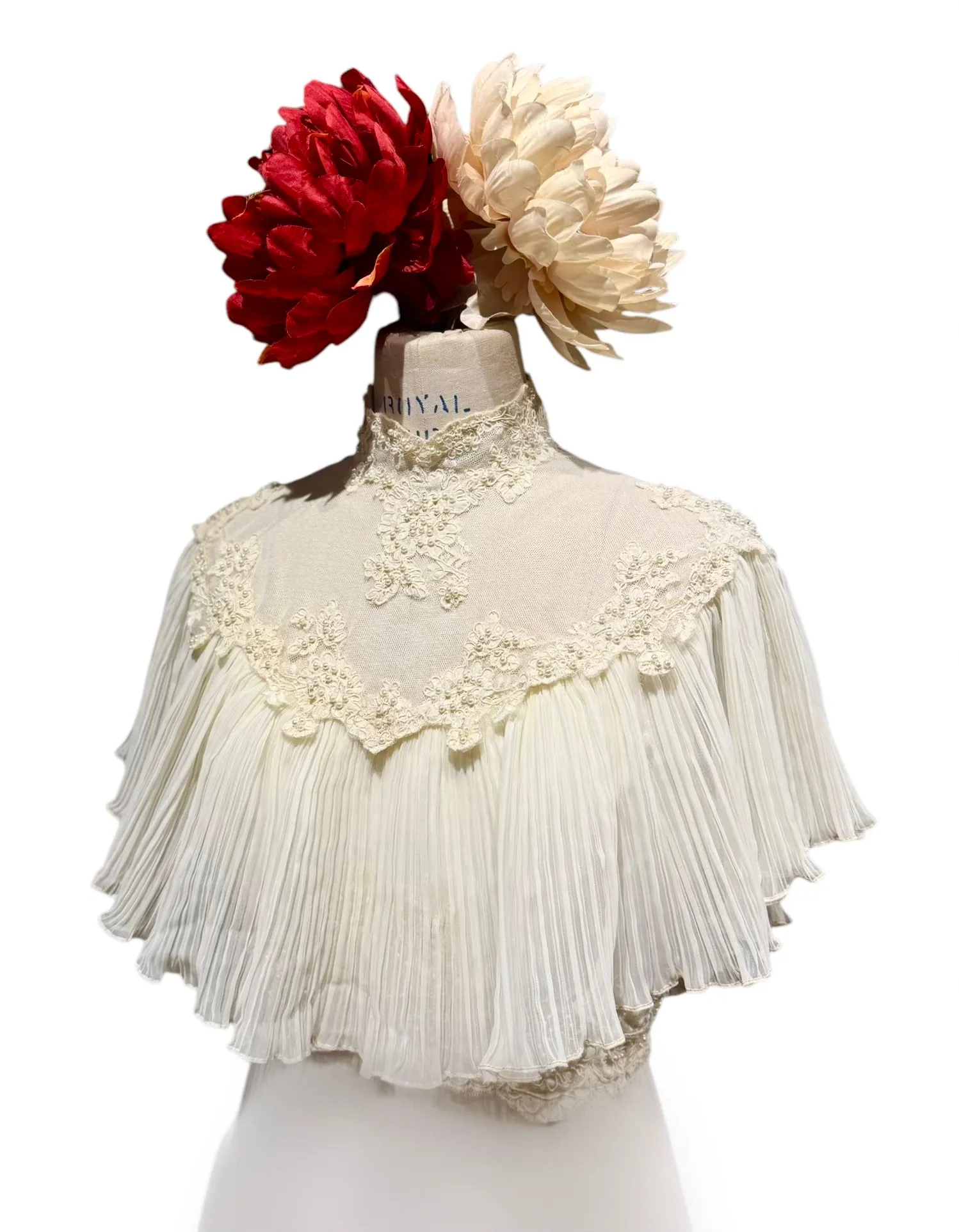 1970s Wedding Gown with Romantic Lace and Organza
