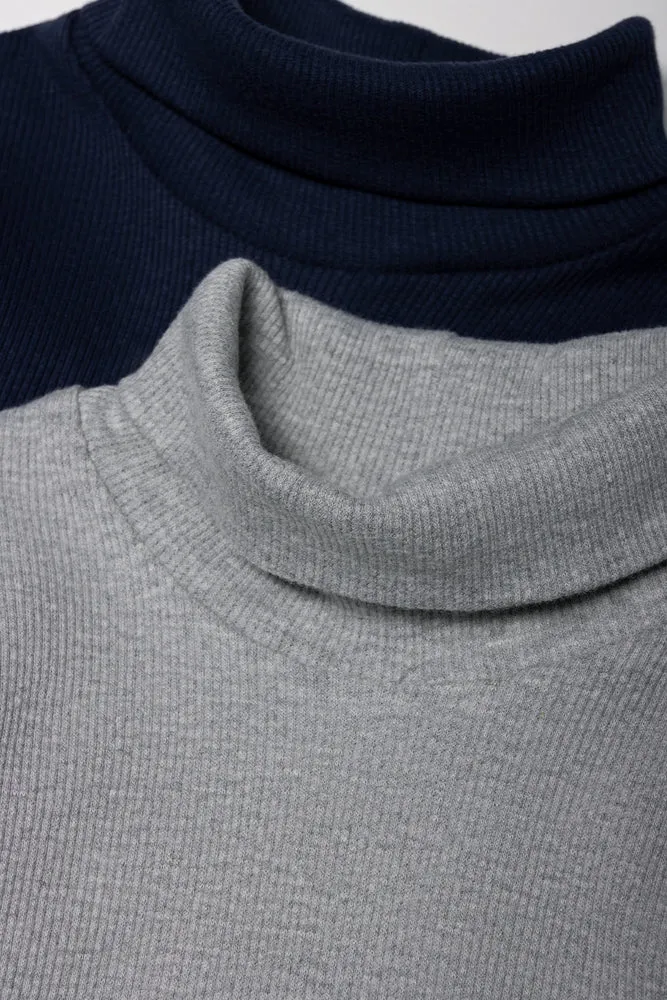 2 Pack Polonecks Navy And Grey