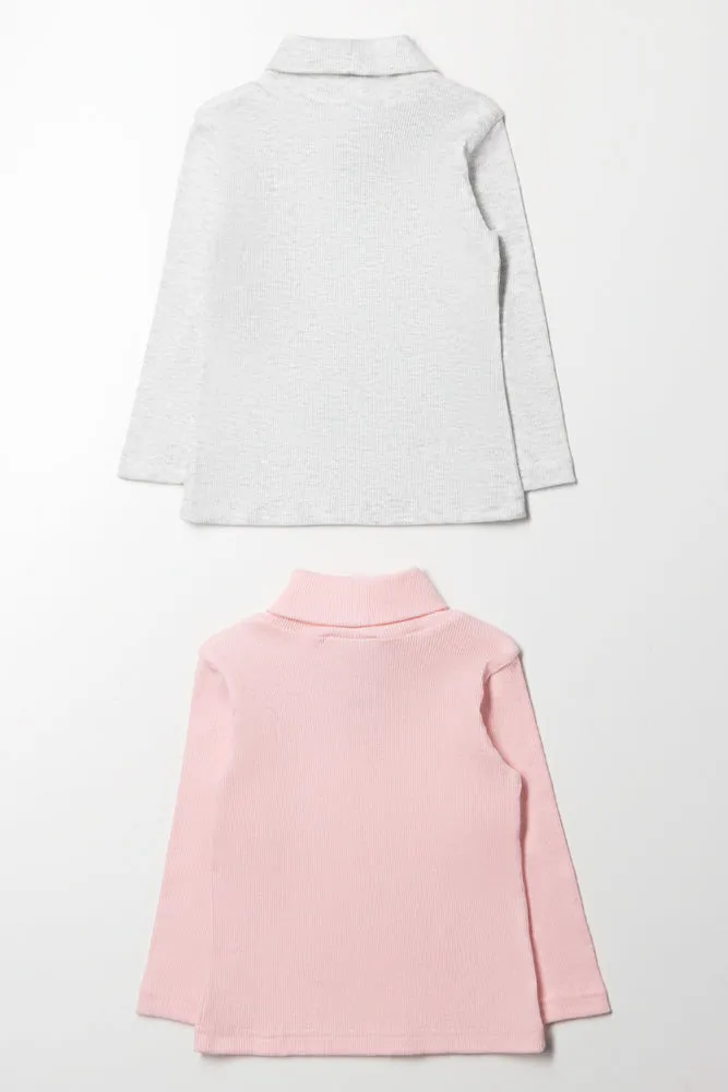 2 Pack Polonecks Pink And Grey