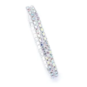 2-Row Iridescent Rhinestone Stretch Bracelet