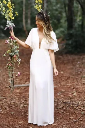 2020 Summer Bridal Dresses with Sleeves vestido de novia de playa