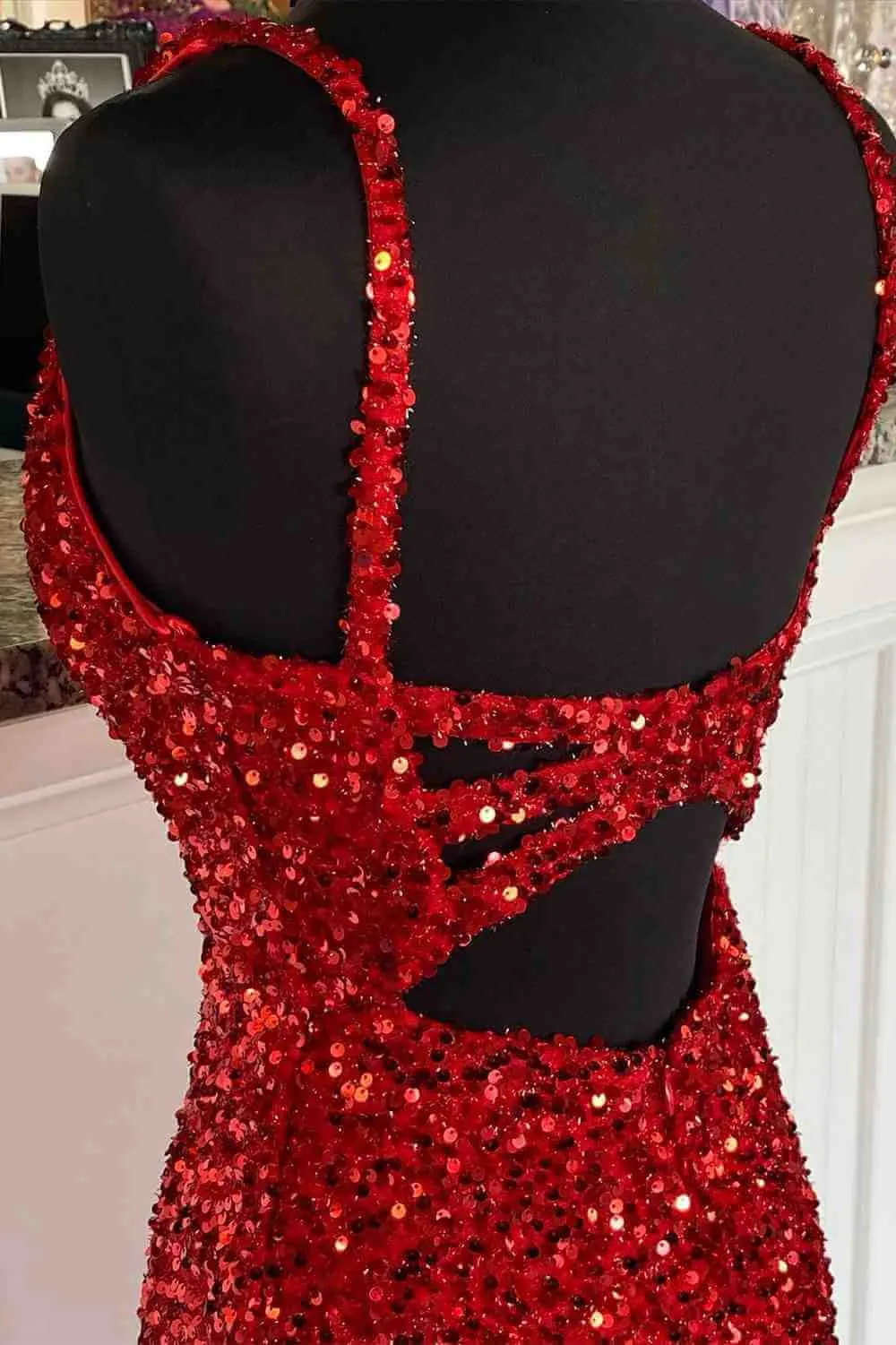 2025 Red Mermaid Cheap Long Prom Gowns Side Slit V-Neck Formal Evening Dress