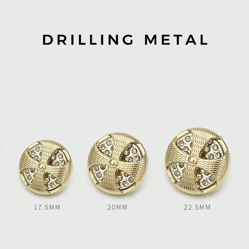 22.5mm Gold Silver Round Vintage Beaded Hollow Metal Buttons 12pcs