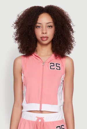 25 Graphic Hooded Zip Front Vest