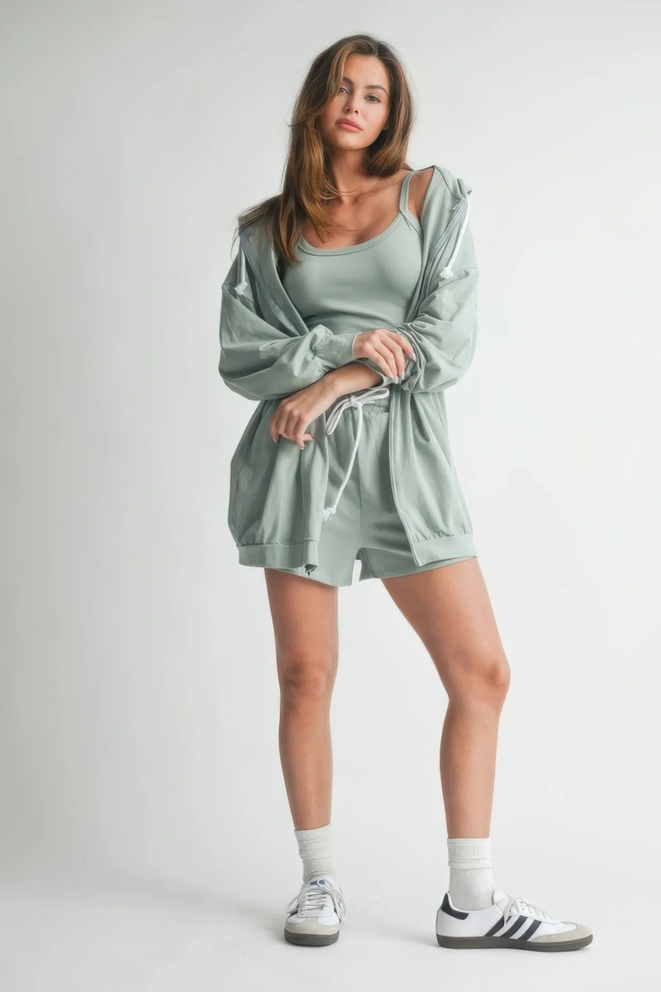 3 Piece Set Sweater Short Set