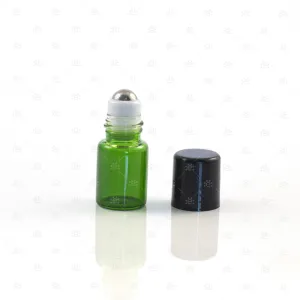 5/8 (2ml) Dram Green Roller Bottles with Stainless Steel Rollers (5 pack)