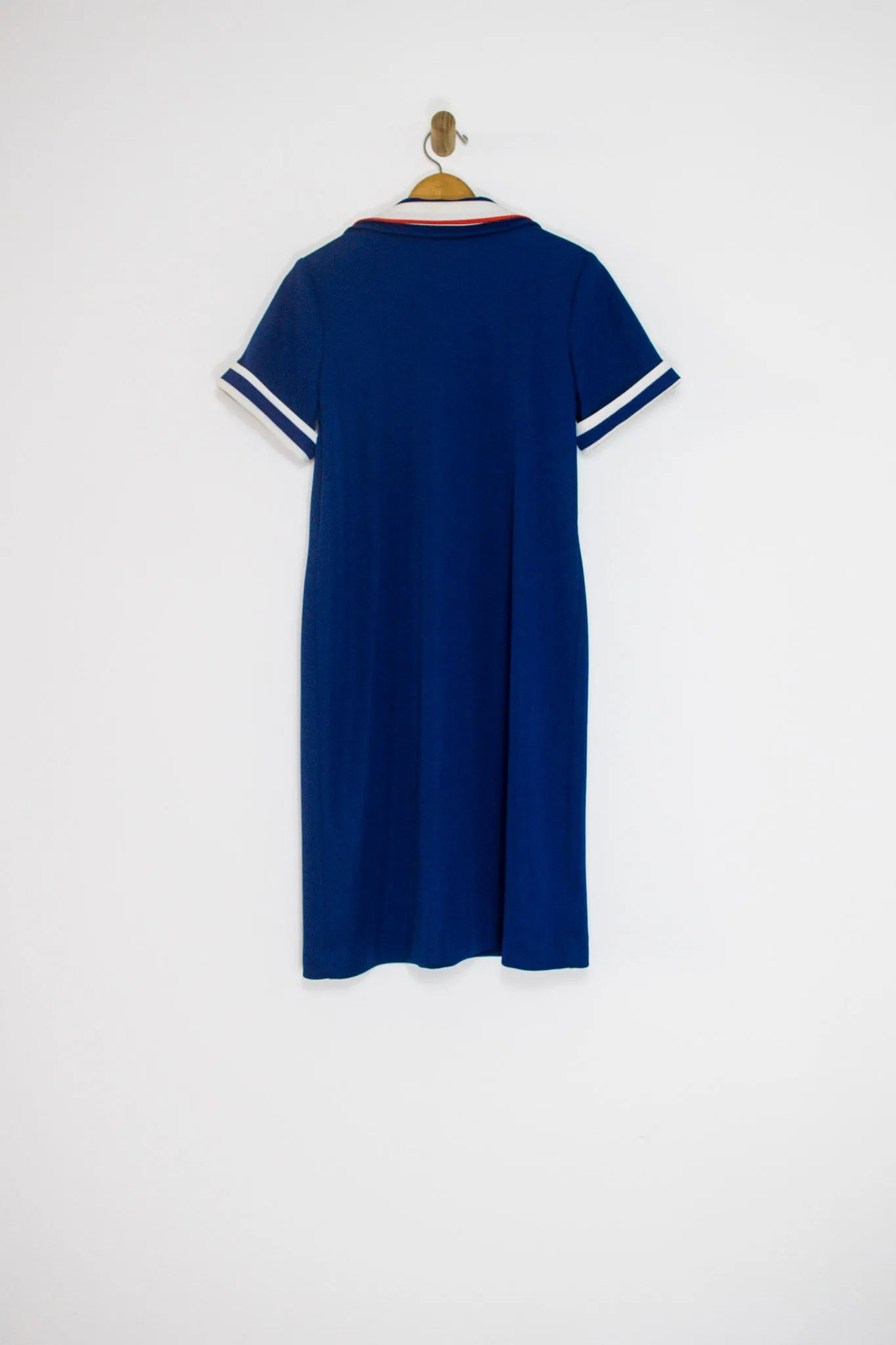 60's RED WHITE AND BLUE ZIP FRONT DRESS / LARGE