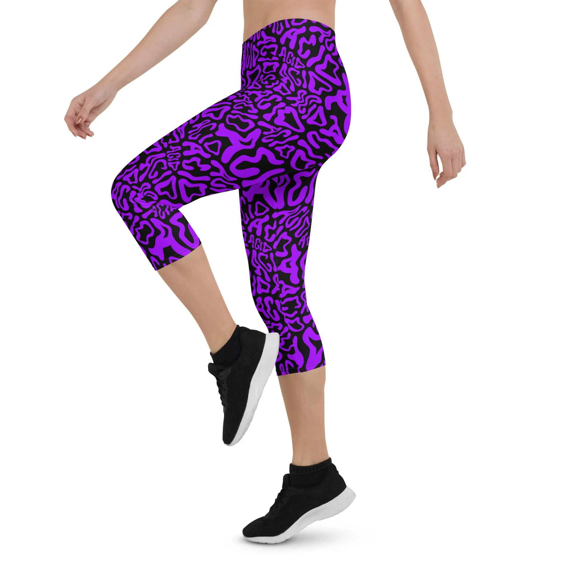 Acid Vibrant Neon Colors and Black Patterned Capris