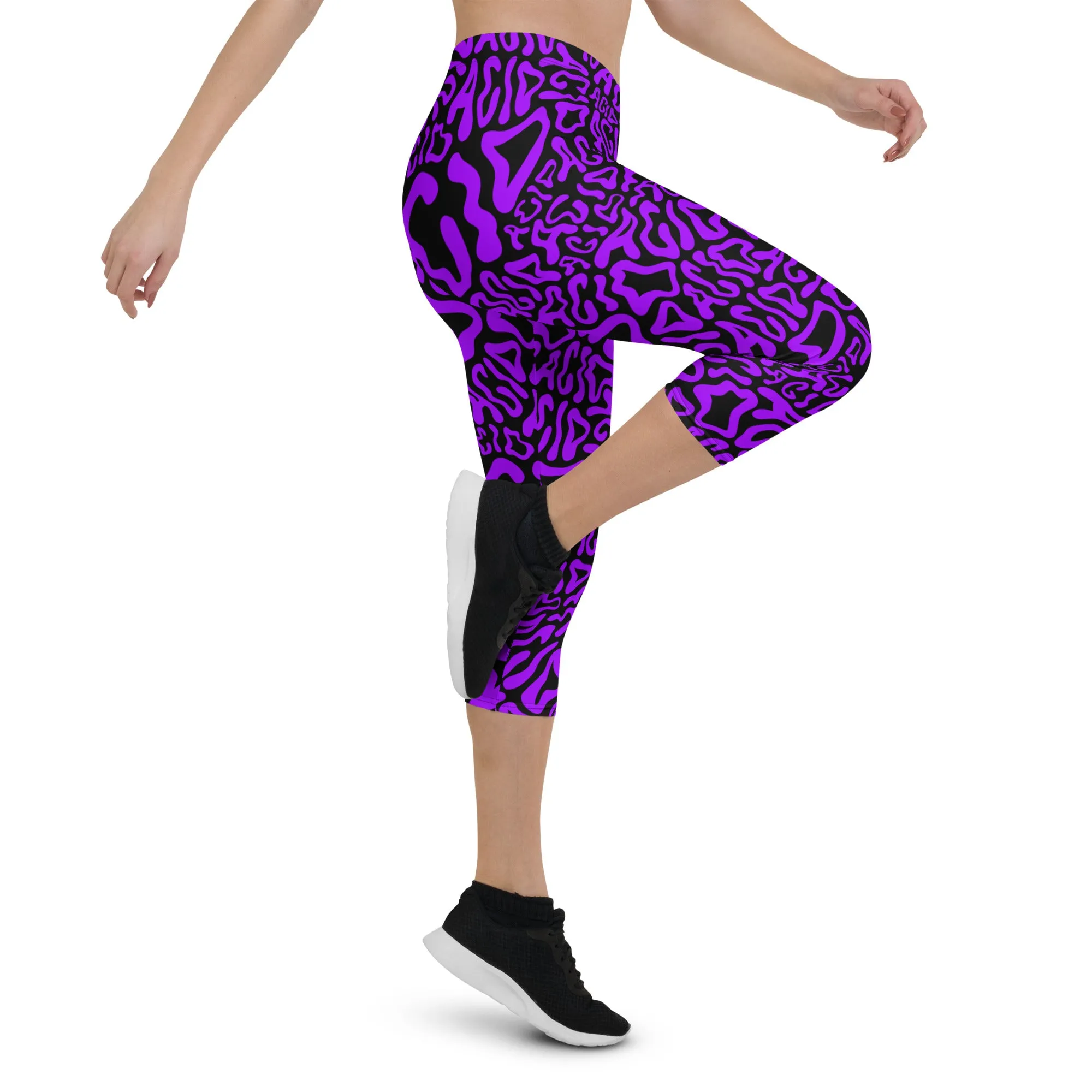 Acid Vibrant Neon Colors and Black Patterned Capris