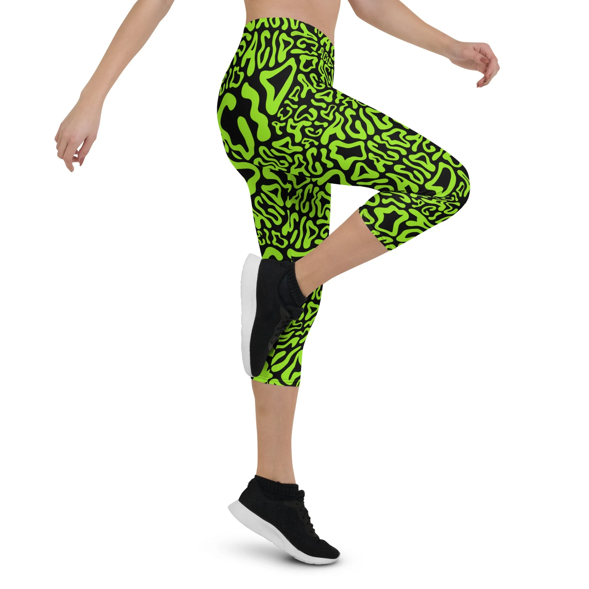 Acid Vibrant Neon Colors and Black Patterned Capris