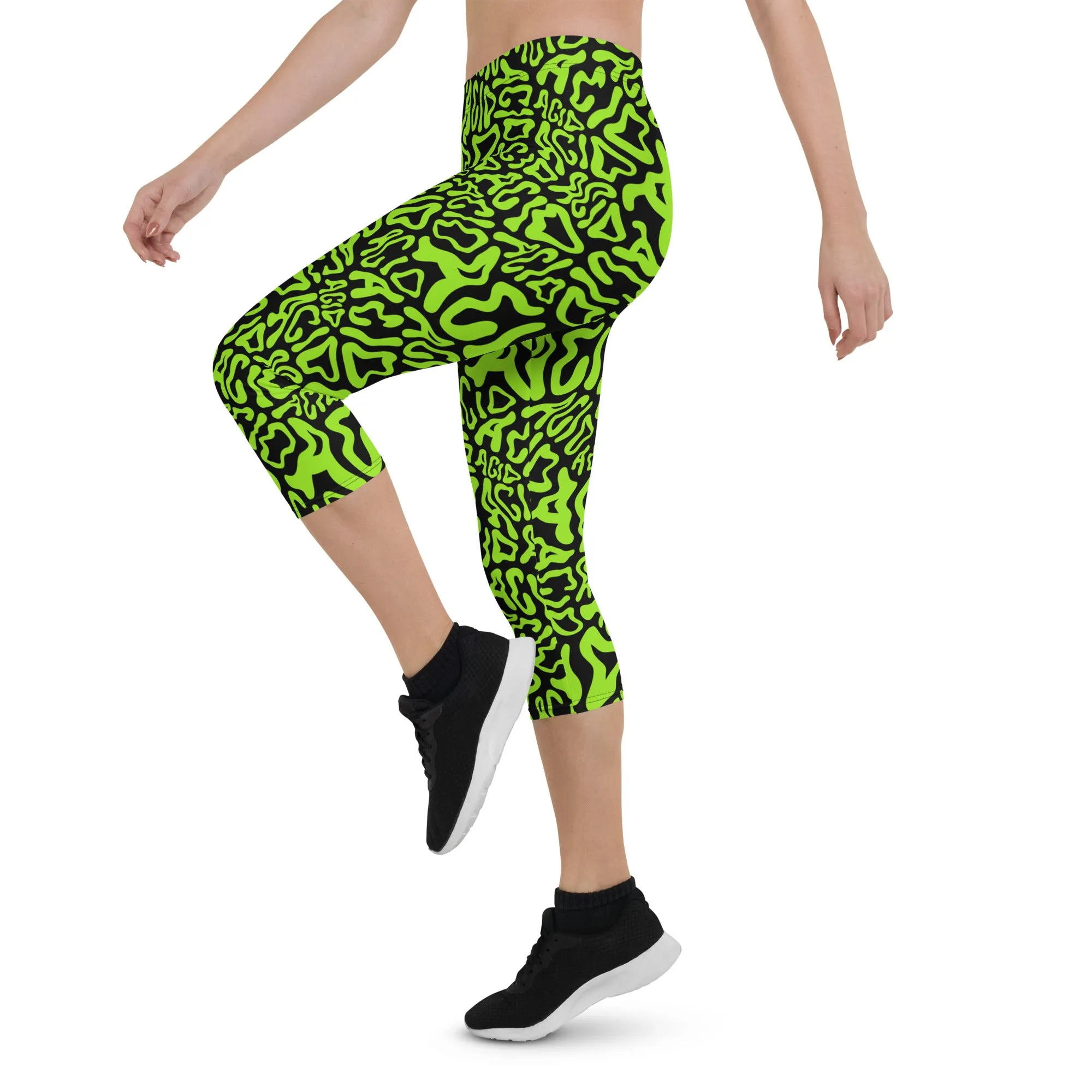 Acid Vibrant Neon Colors and Black Patterned Capris