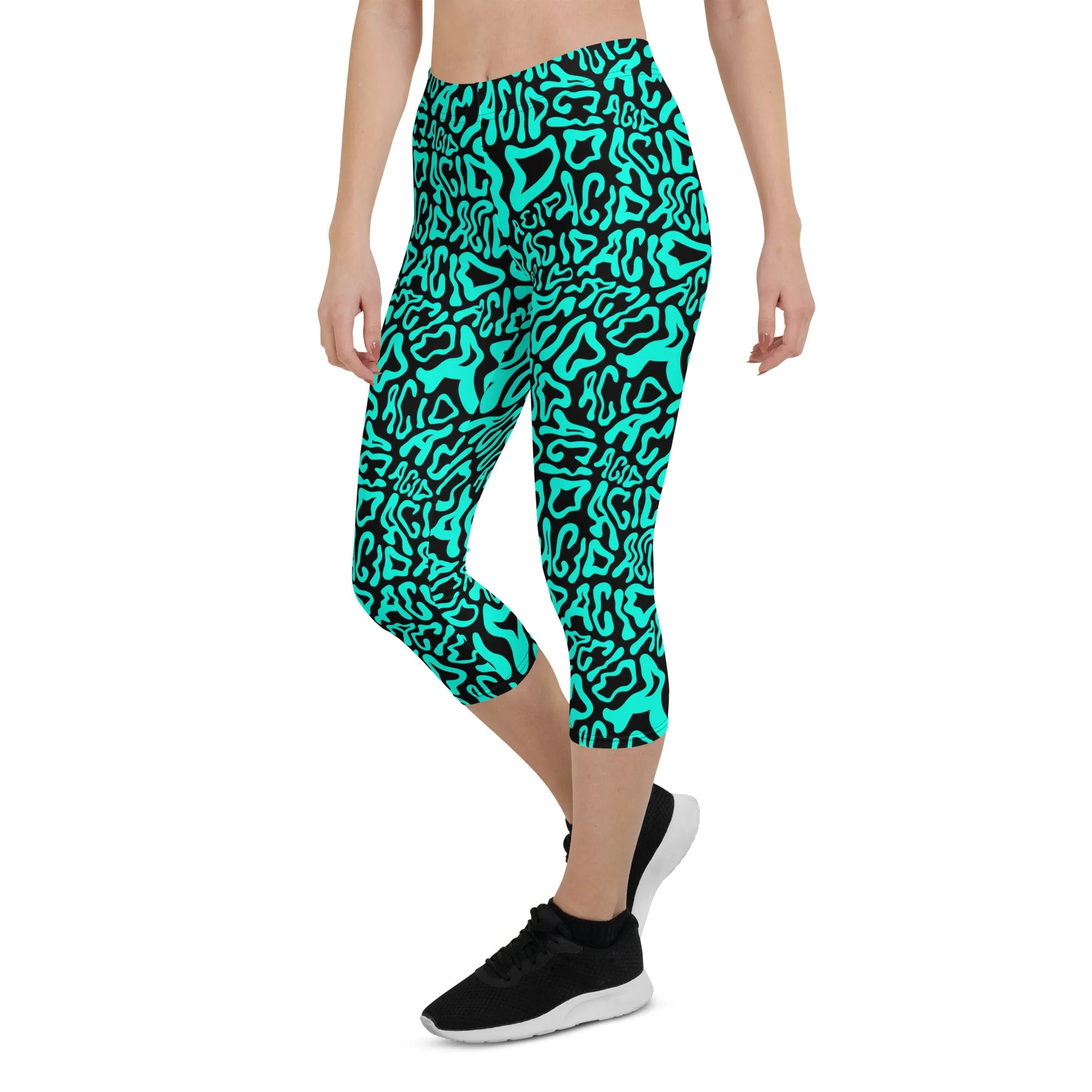 Acid Vibrant Neon Colors and Black Patterned Capris