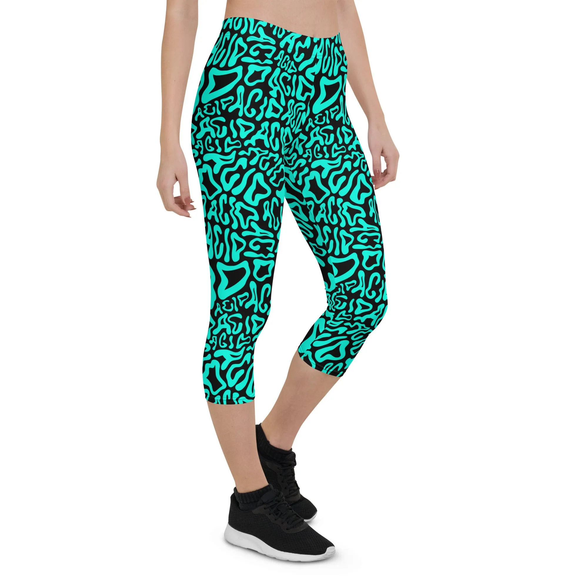 Acid Vibrant Neon Colors and Black Patterned Capris