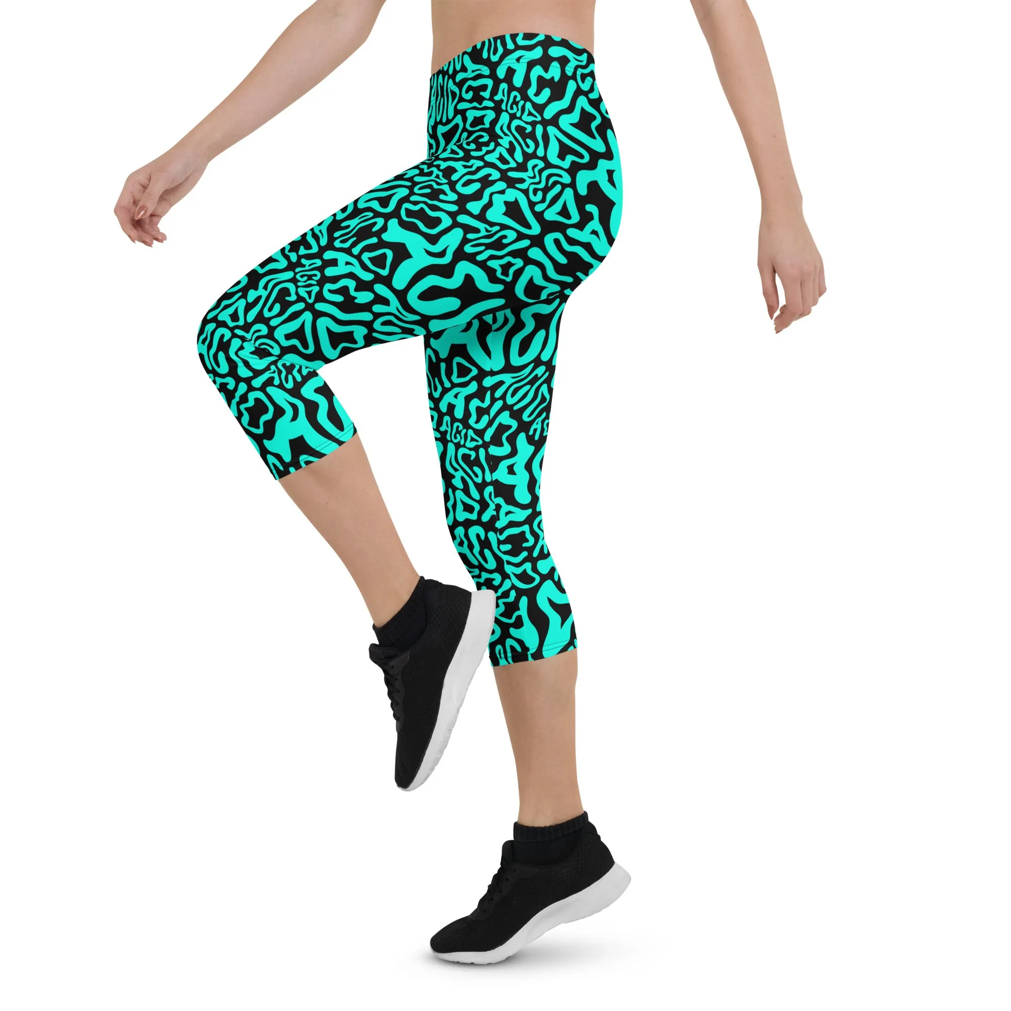 Acid Vibrant Neon Colors and Black Patterned Capris