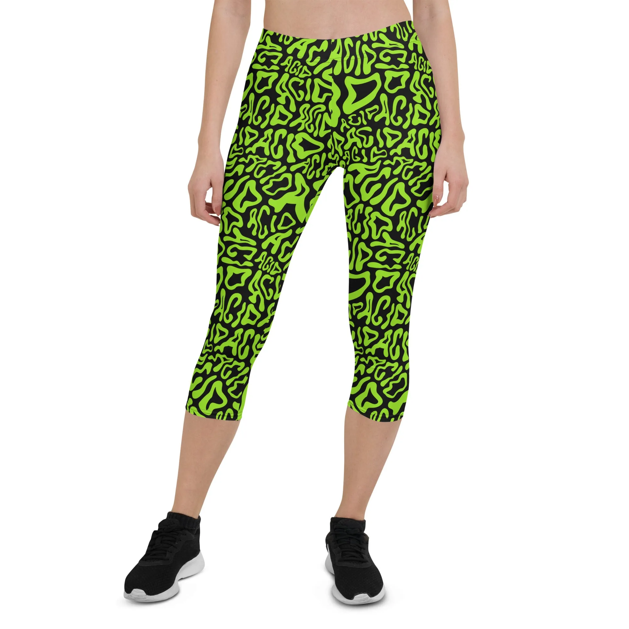 Acid Vibrant Neon Colors and Black Patterned Capris