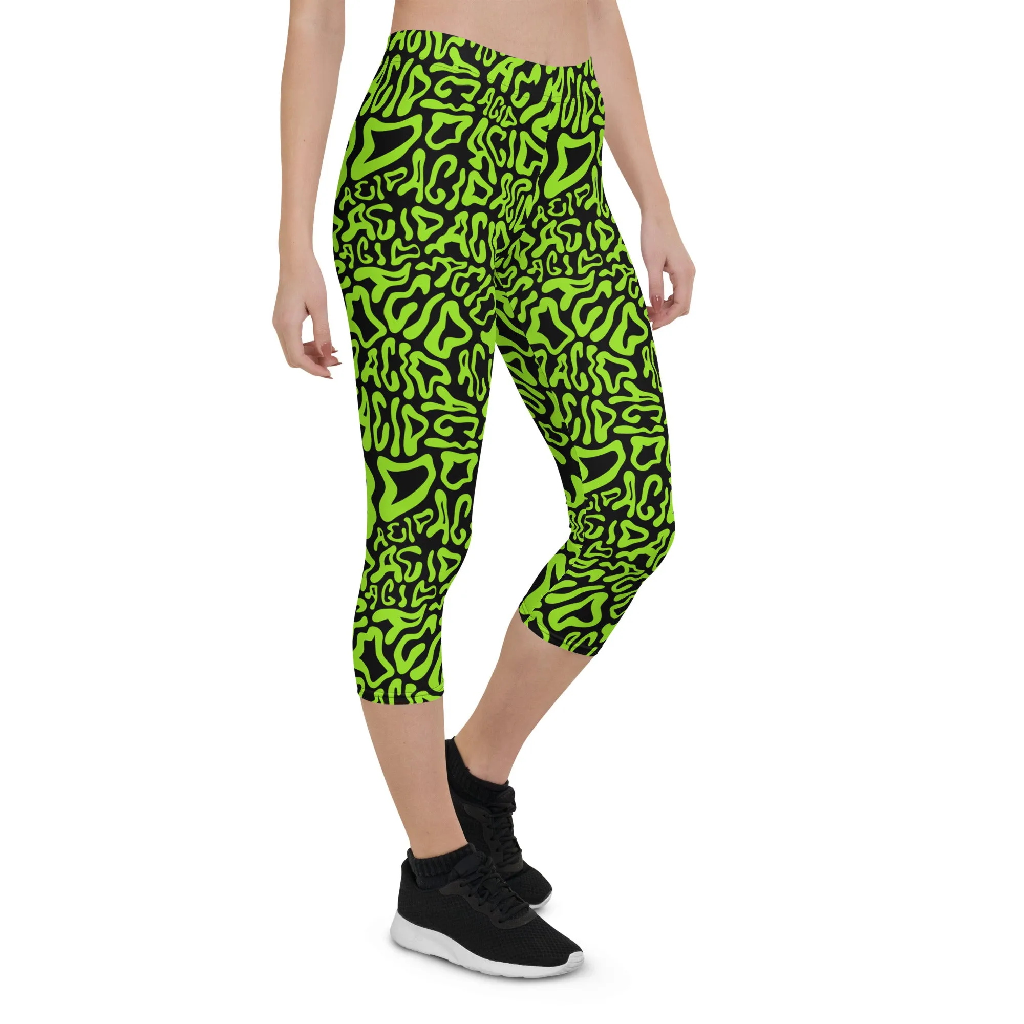Acid Vibrant Neon Colors and Black Patterned Capris