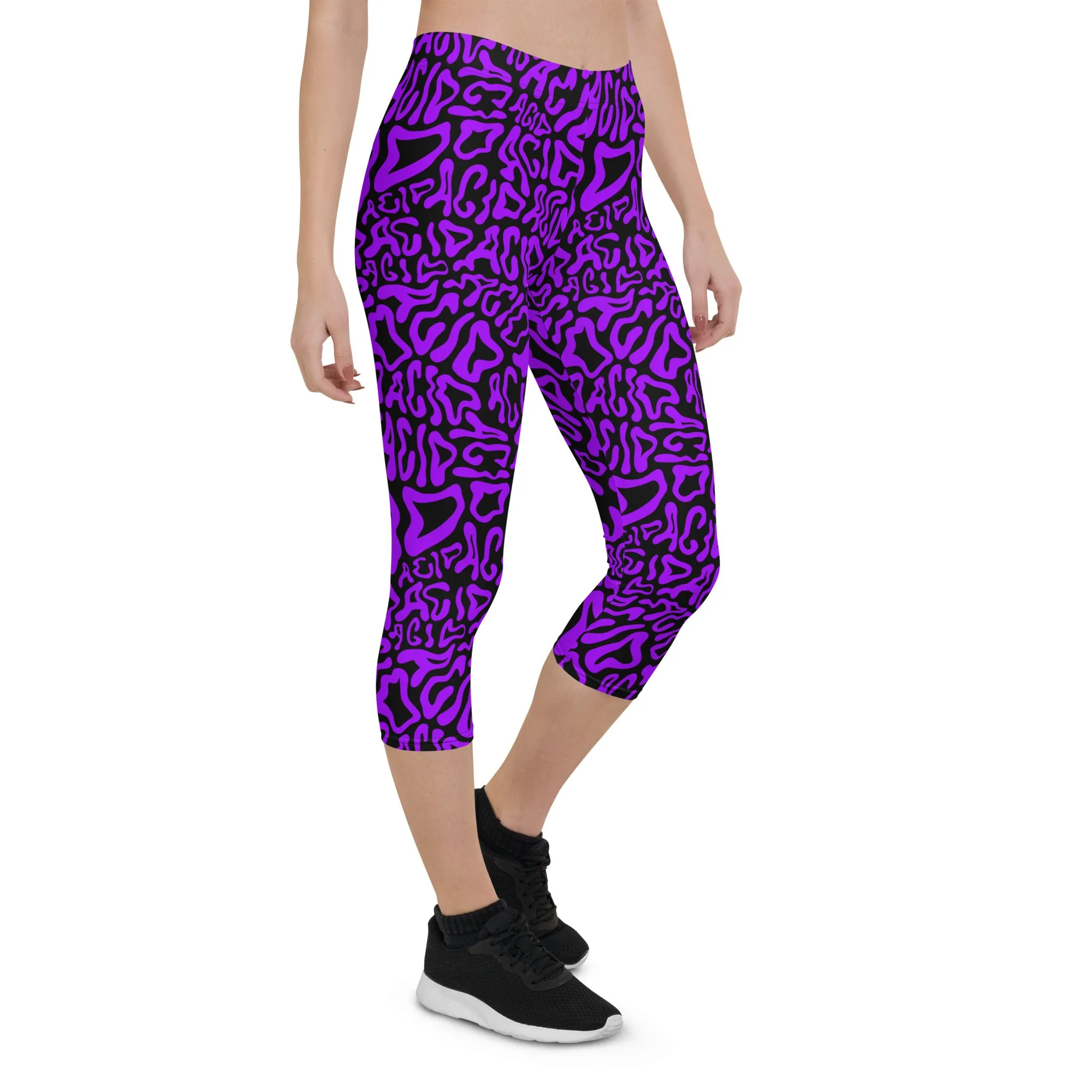 Acid Vibrant Neon Colors and Black Patterned Capris