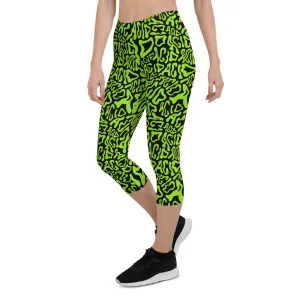 Acid Vibrant Neon Colors and Black Patterned Capris