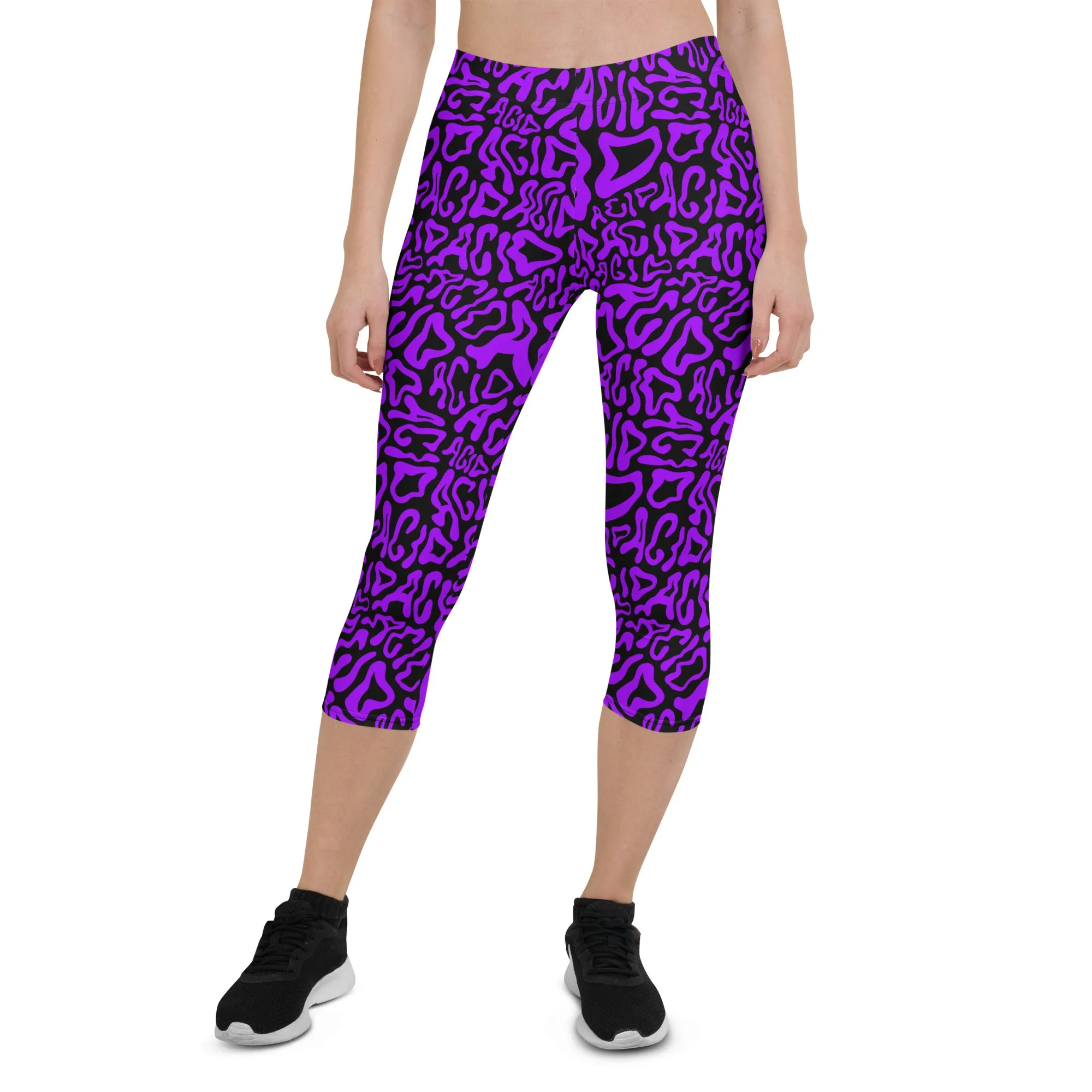 Acid Vibrant Neon Colors and Black Patterned Capris