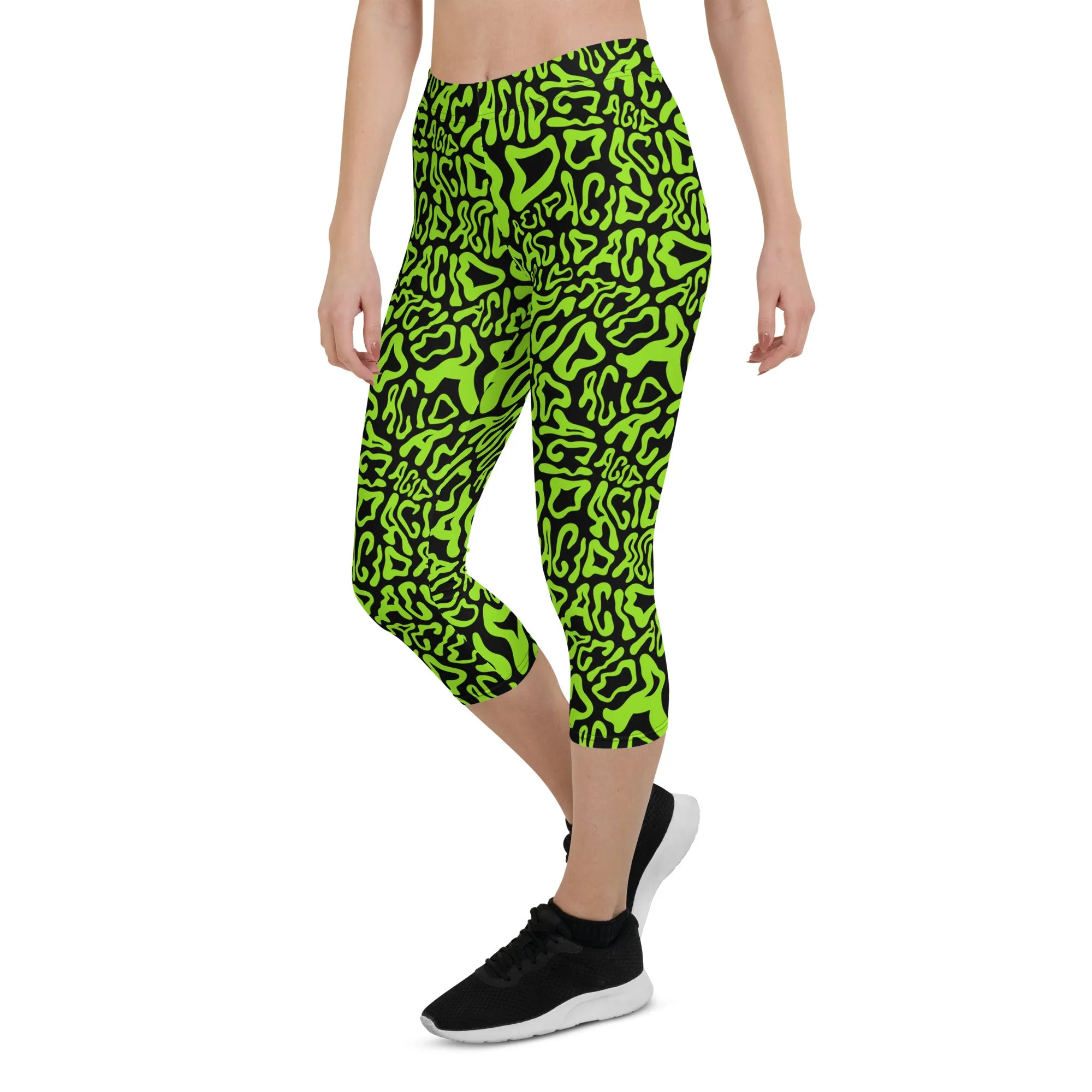 Acid Vibrant Neon Colors and Black Patterned Capris