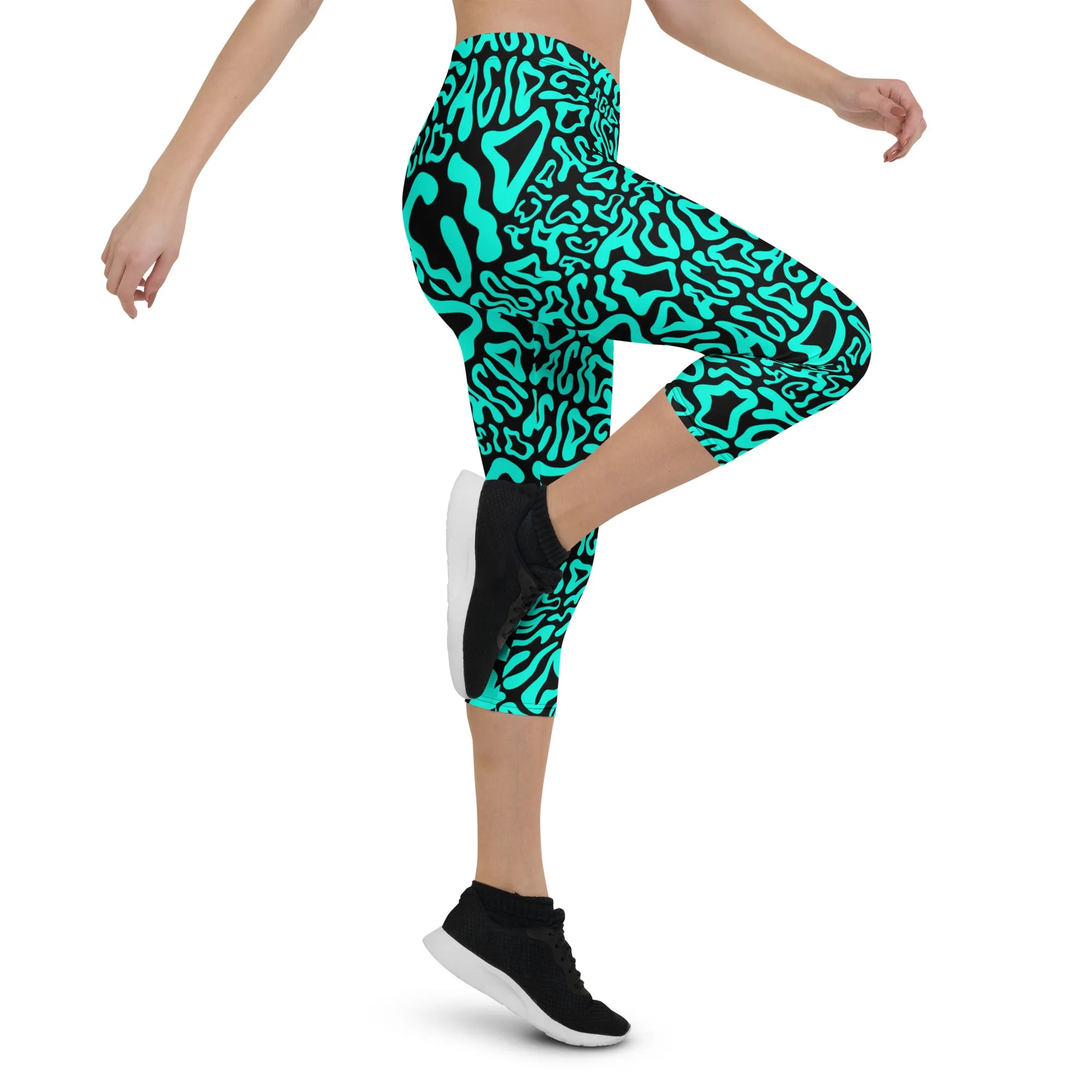 Acid Vibrant Neon Colors and Black Patterned Capris