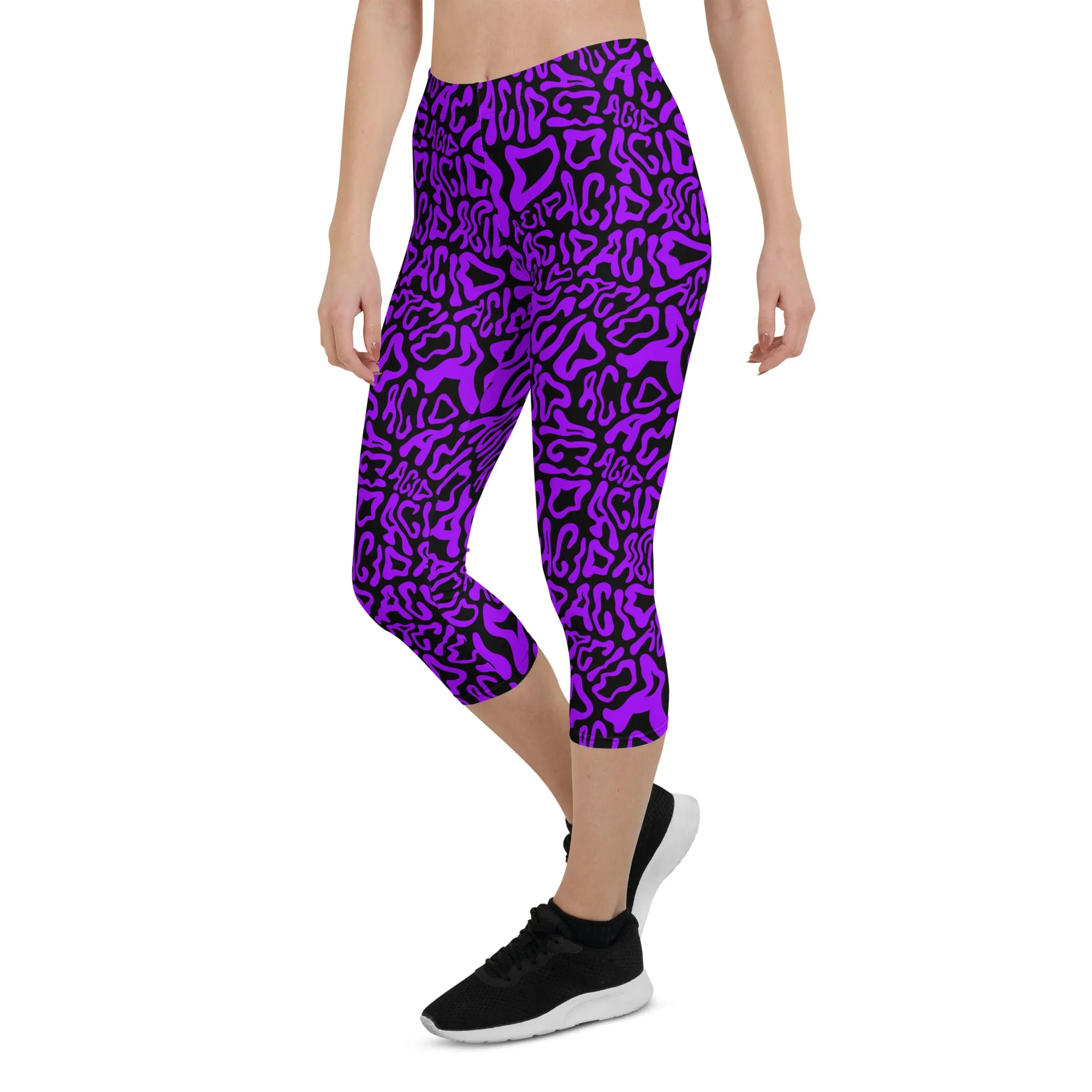 Acid Vibrant Neon Colors and Black Patterned Capris