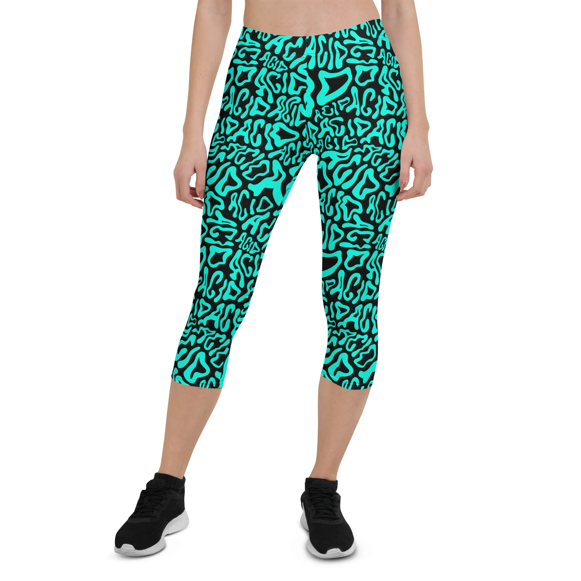Acid Vibrant Neon Colors and Black Patterned Capris