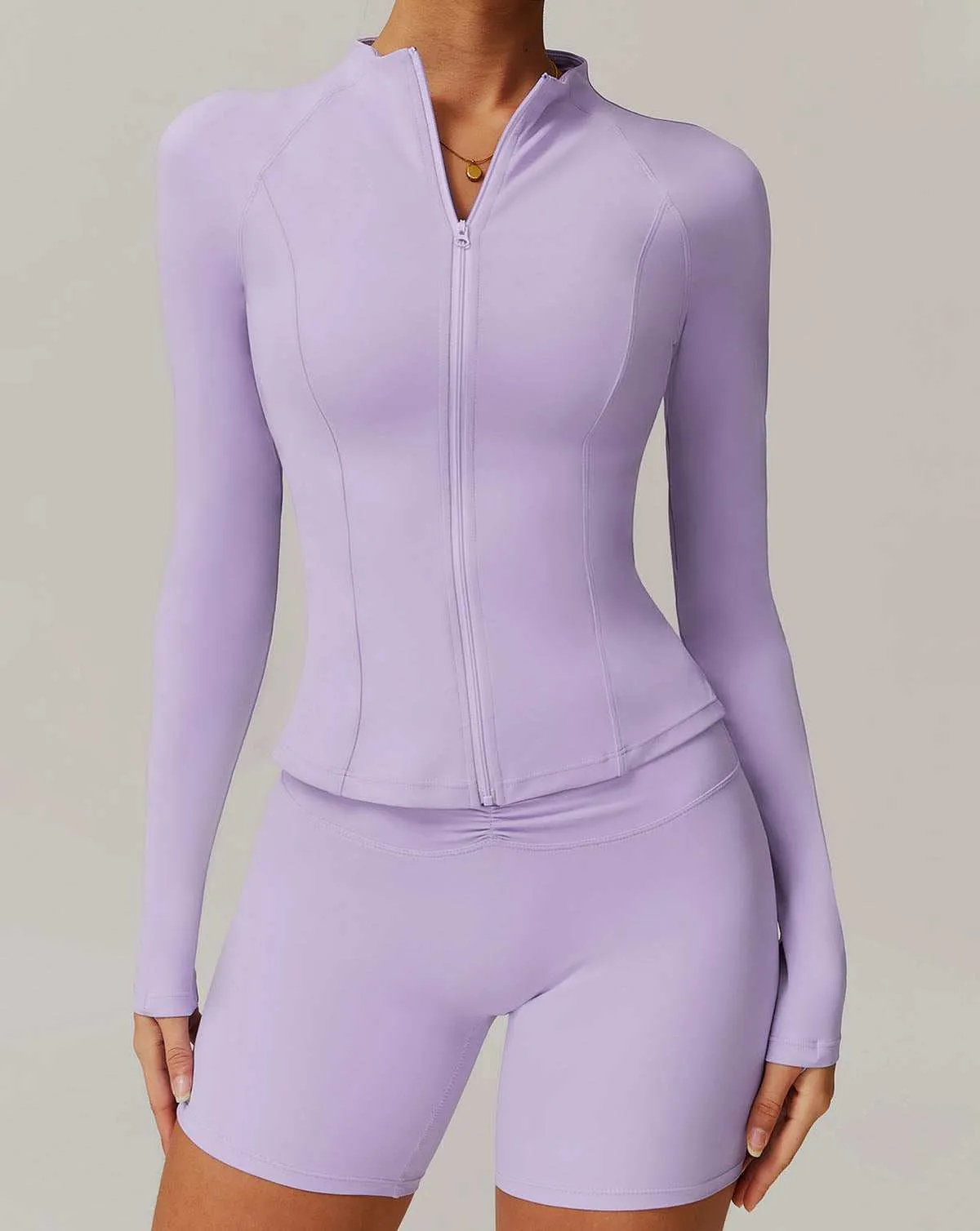 Activewear Set with Zipper Jacket and Short