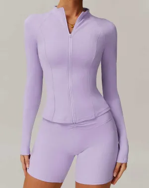 Activewear Set with Zipper Jacket and Short