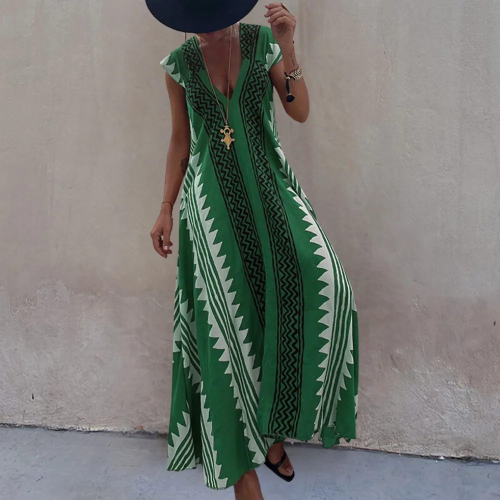 Adelina - Geometric bohemian maxi dress