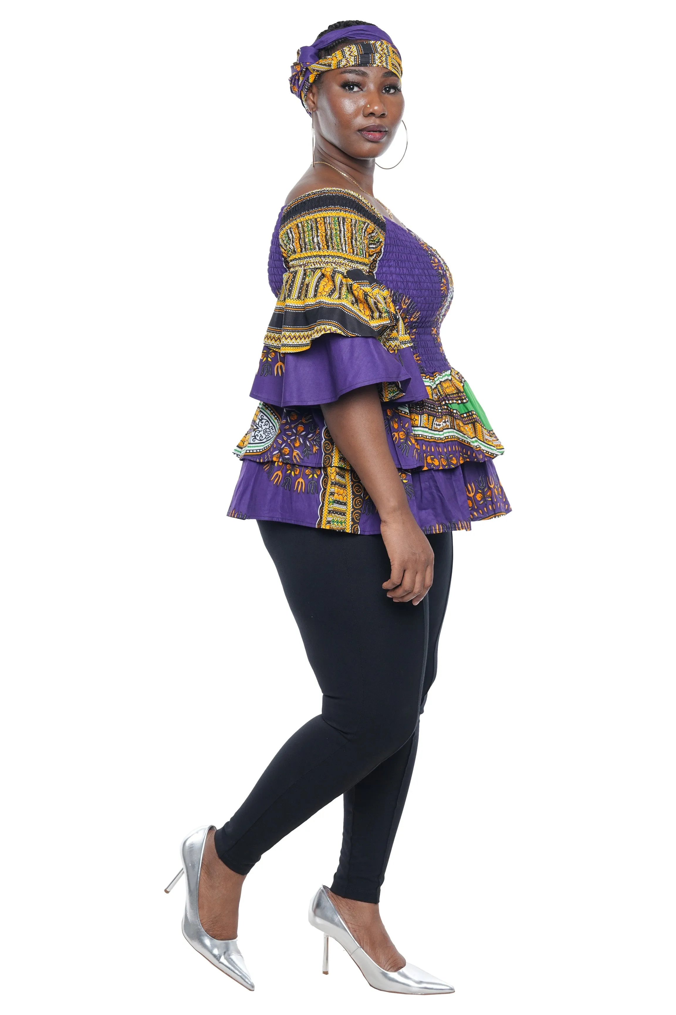 African Double Layer Smocked Top