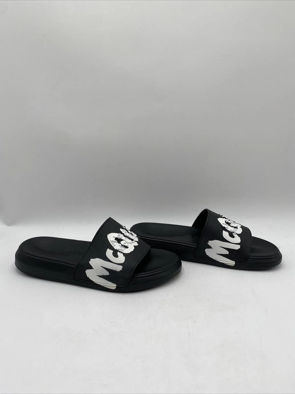 Alexander McQueen Men’s Rubber Slides Black Size 42M - Very Good