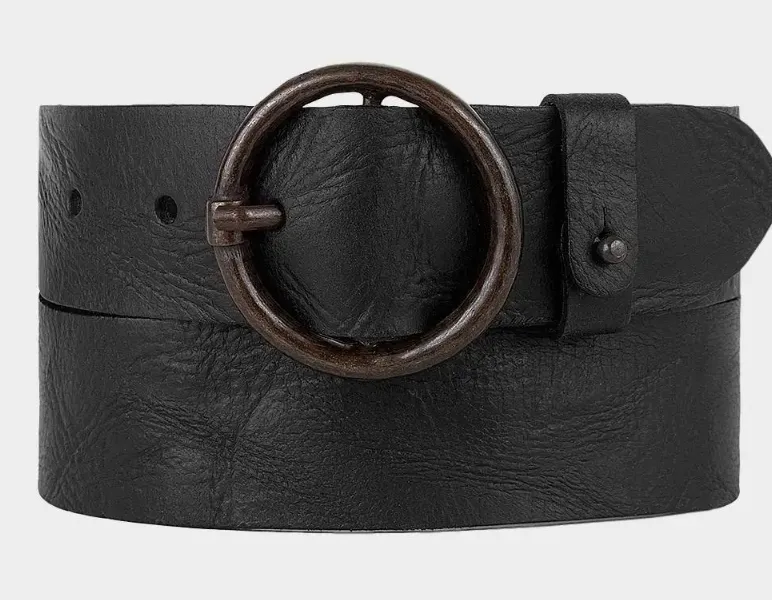 Amsterdam Heritage Pip Black Vintage Leather Belt