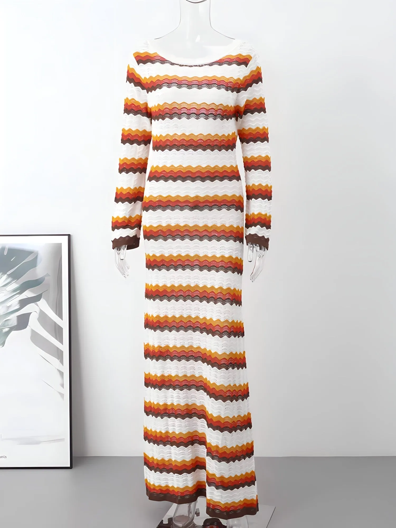 Anita® | Striped backless vintage knit dress