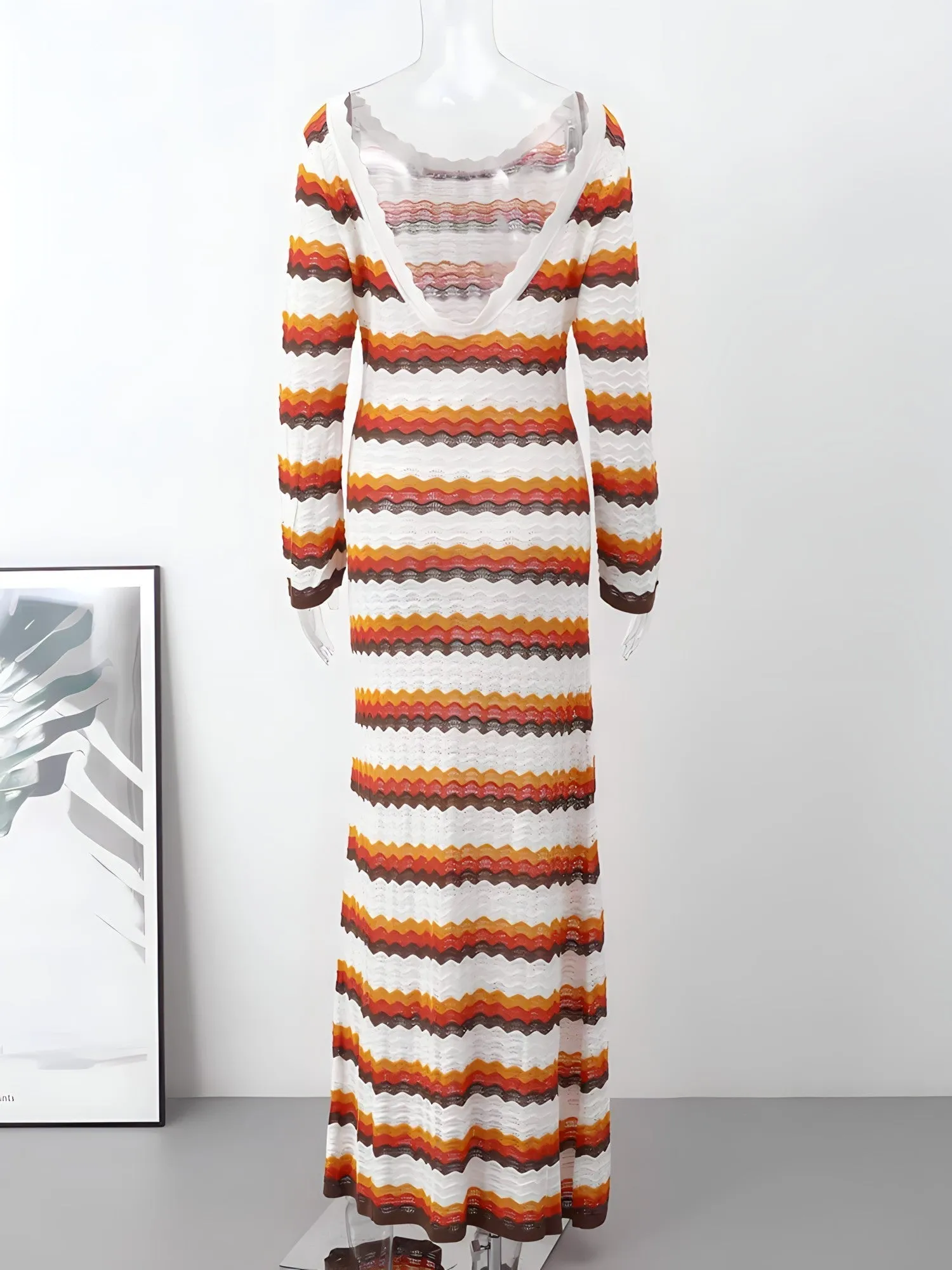 Anita® | Striped backless vintage knit dress