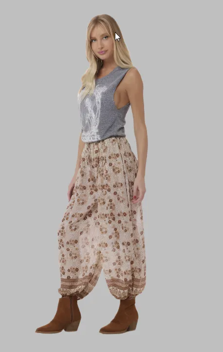 Anna Printed Harem Pants Camel