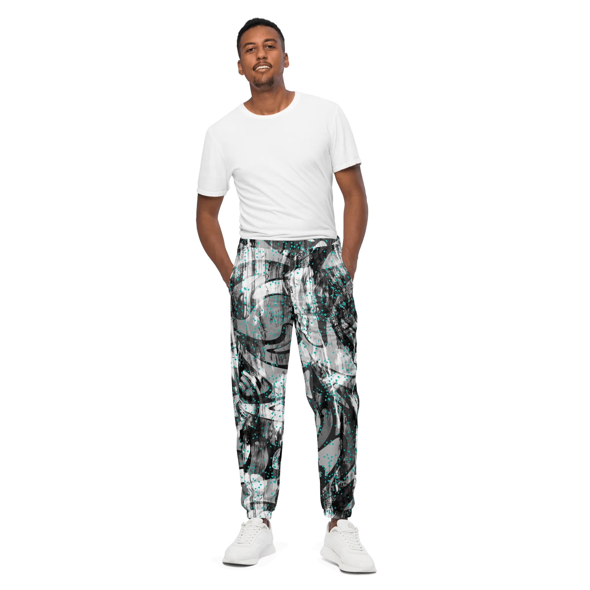 Aqua Speckle Track Pants