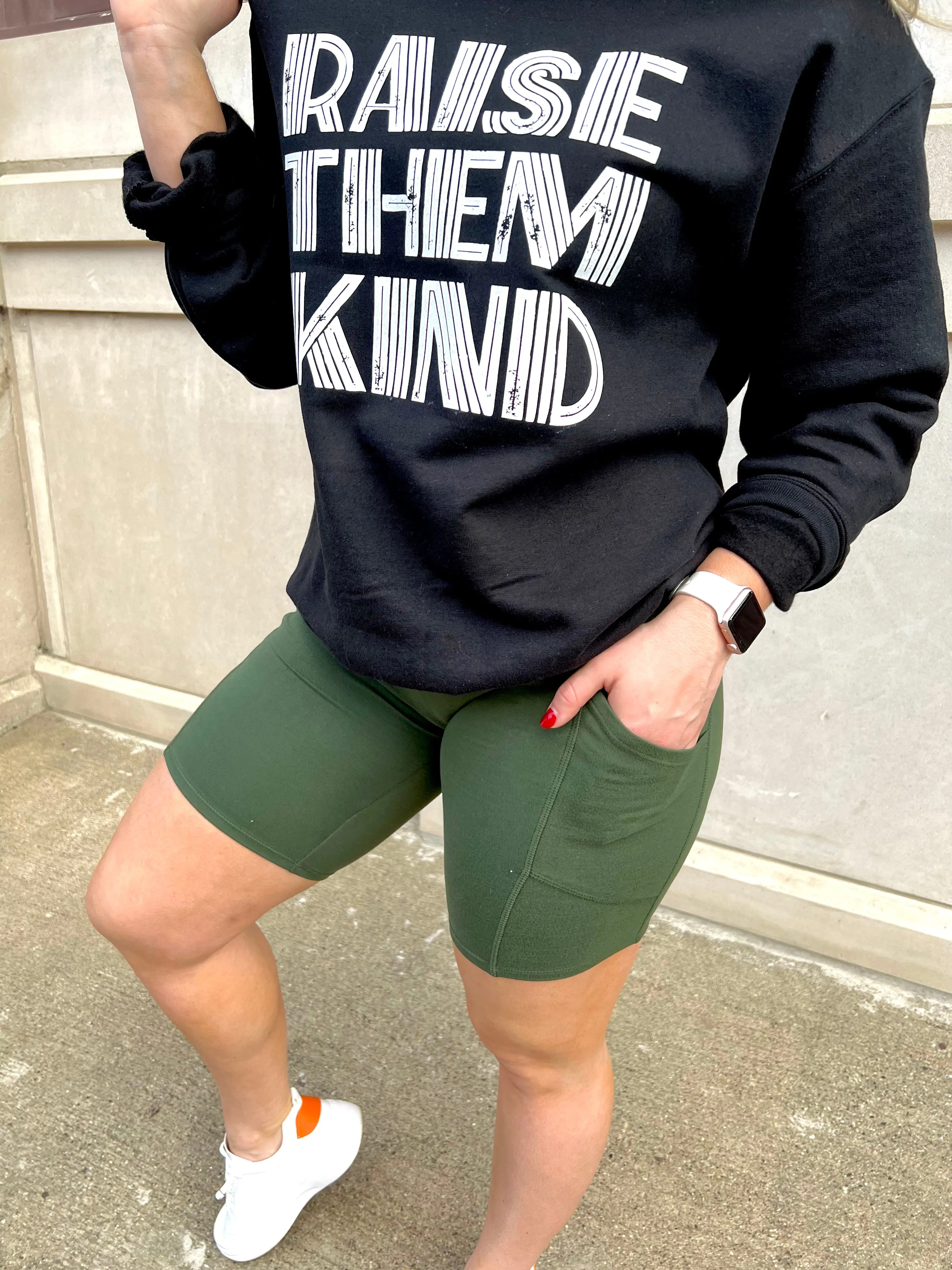 Army Green Biker Shorts