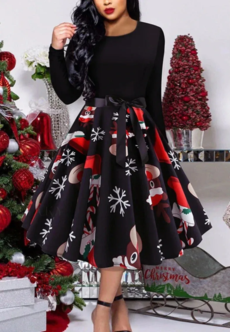 Aveena - Classic vintage swing dress with long sleeves.