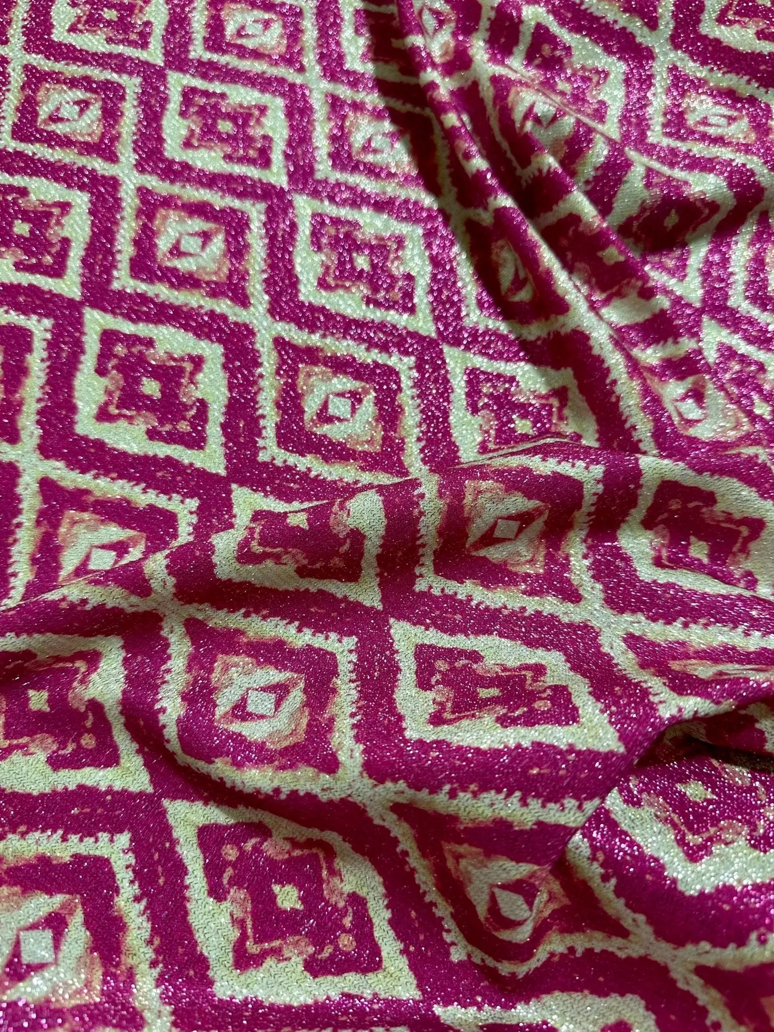 Aztec Lurex Knit Fabric - 4-Way Stretch Patterned Material