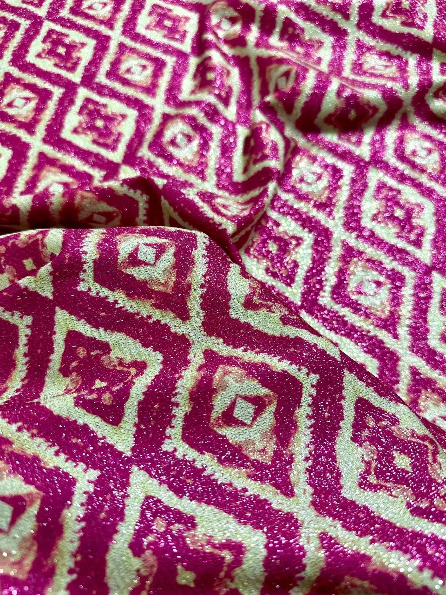 Aztec Lurex Knit Fabric - 4-Way Stretch Patterned Material