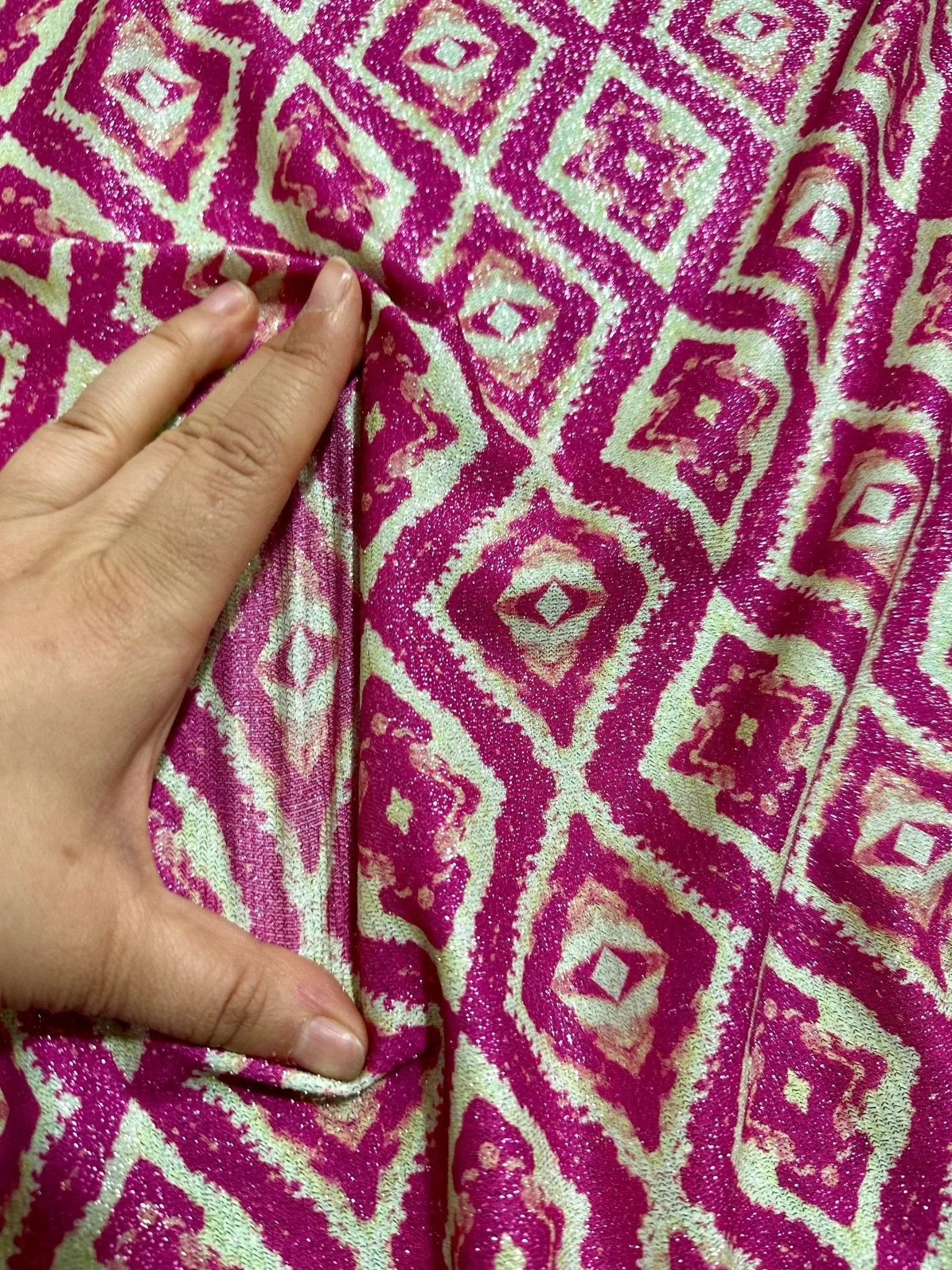 Aztec Lurex Knit Fabric - 4-Way Stretch Patterned Material