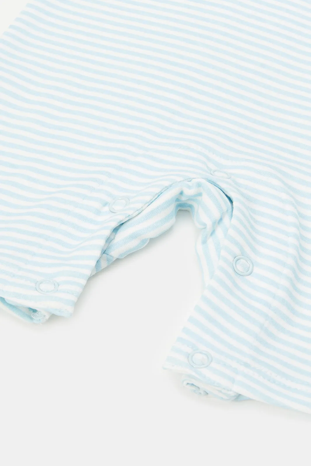 Baby Blue Stripe With Placement Print Romper