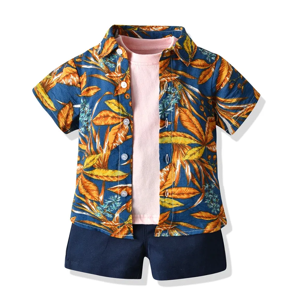 Baby Boys Tropical Paradise Floral Shirt Shorts 3pc Set